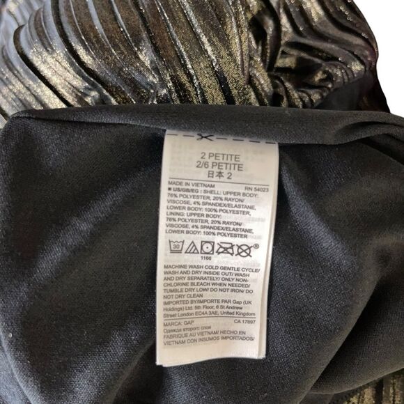 GAP Black Ponte & Gold Metallic Pleated Midi Dress - Picture 8 of 8